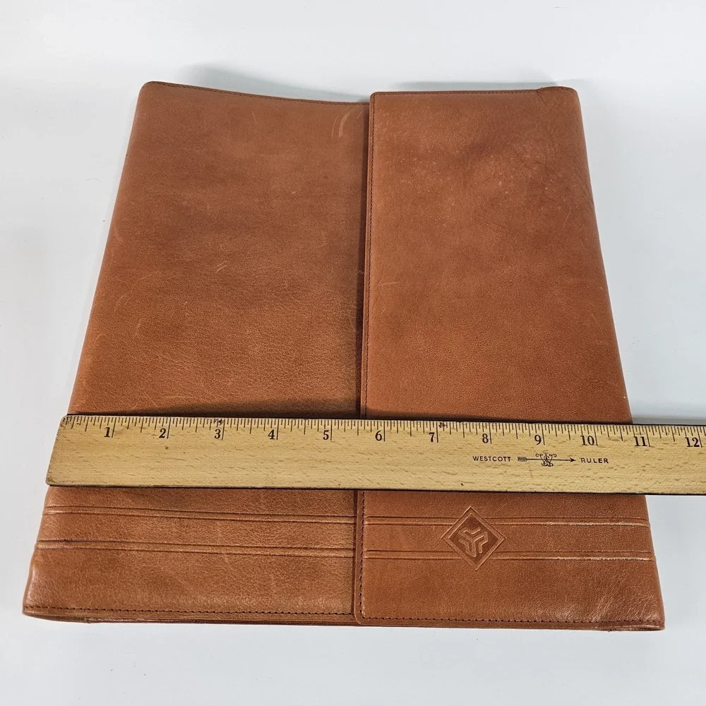 Laipe Leather Portfolio 4 Ring Binder Tan Lawyer Formal Document Note Pad Italy